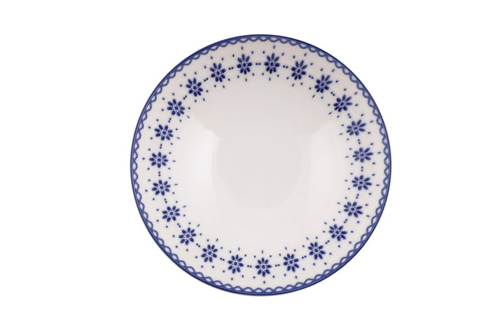 Hermia GBSATN24Y4R1614 Vajilla de Porcelana 24 Piezas Blanco y Azul Apta Lavavajillas Microondas
